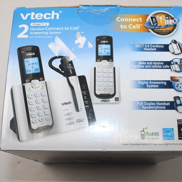 VTech DS6771-3 Two Handset Connect To Cell Answering System w/ Cordless Headset - Picture 6 of 7
